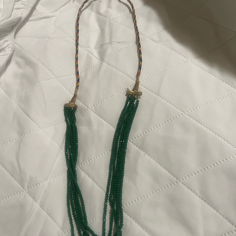 Chic Green Beaded Necklace resembled green tourmaline with adjustable cord.